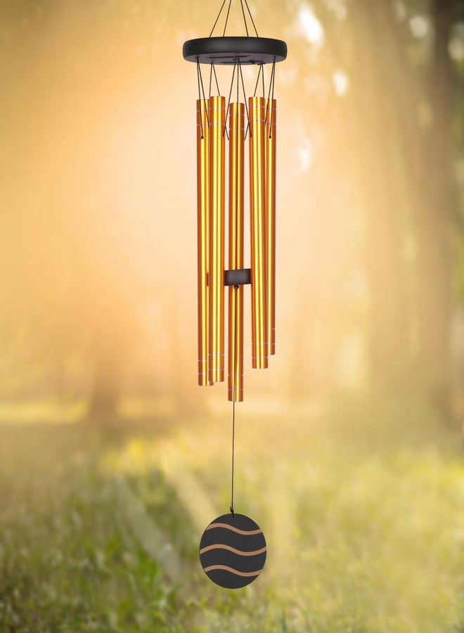 MELOPA 5 Pipe Big Aluminium Wind Chims Sympathy Wind Chims for Outside, Best Gift for Good Luck Chims -Matt Gold | Balcony Decoration Items for Flat - Image 2